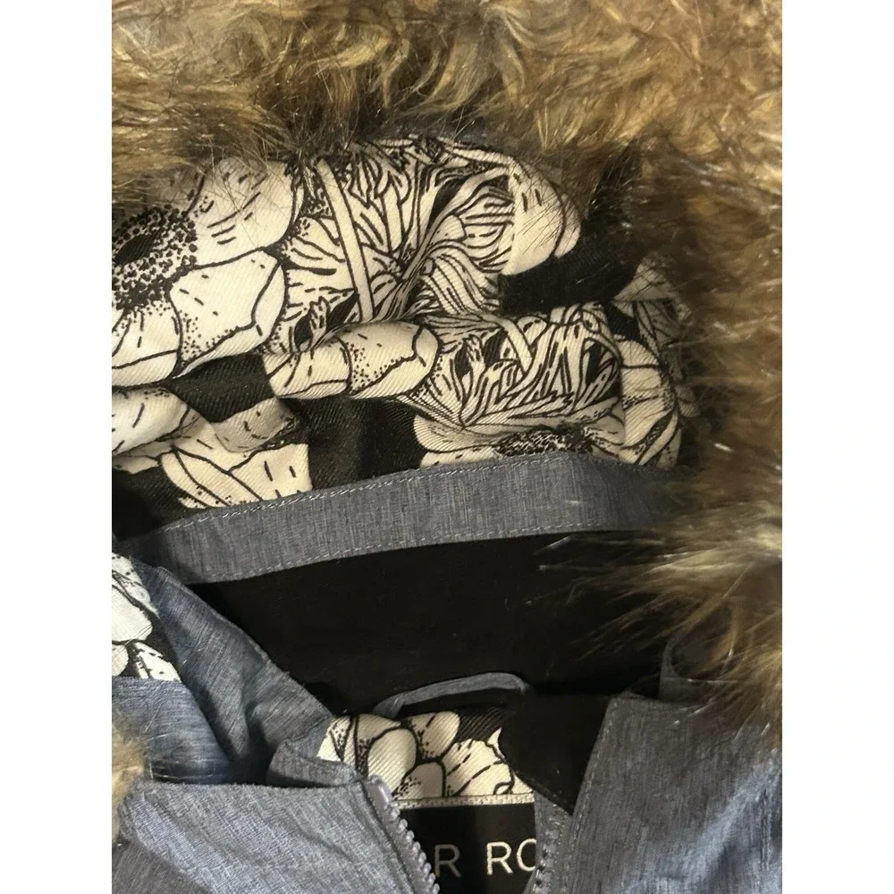 PWDR Room Blue Youth Girl Large Heathered Faux Fur Hood Ski Winter Snowboard Coa